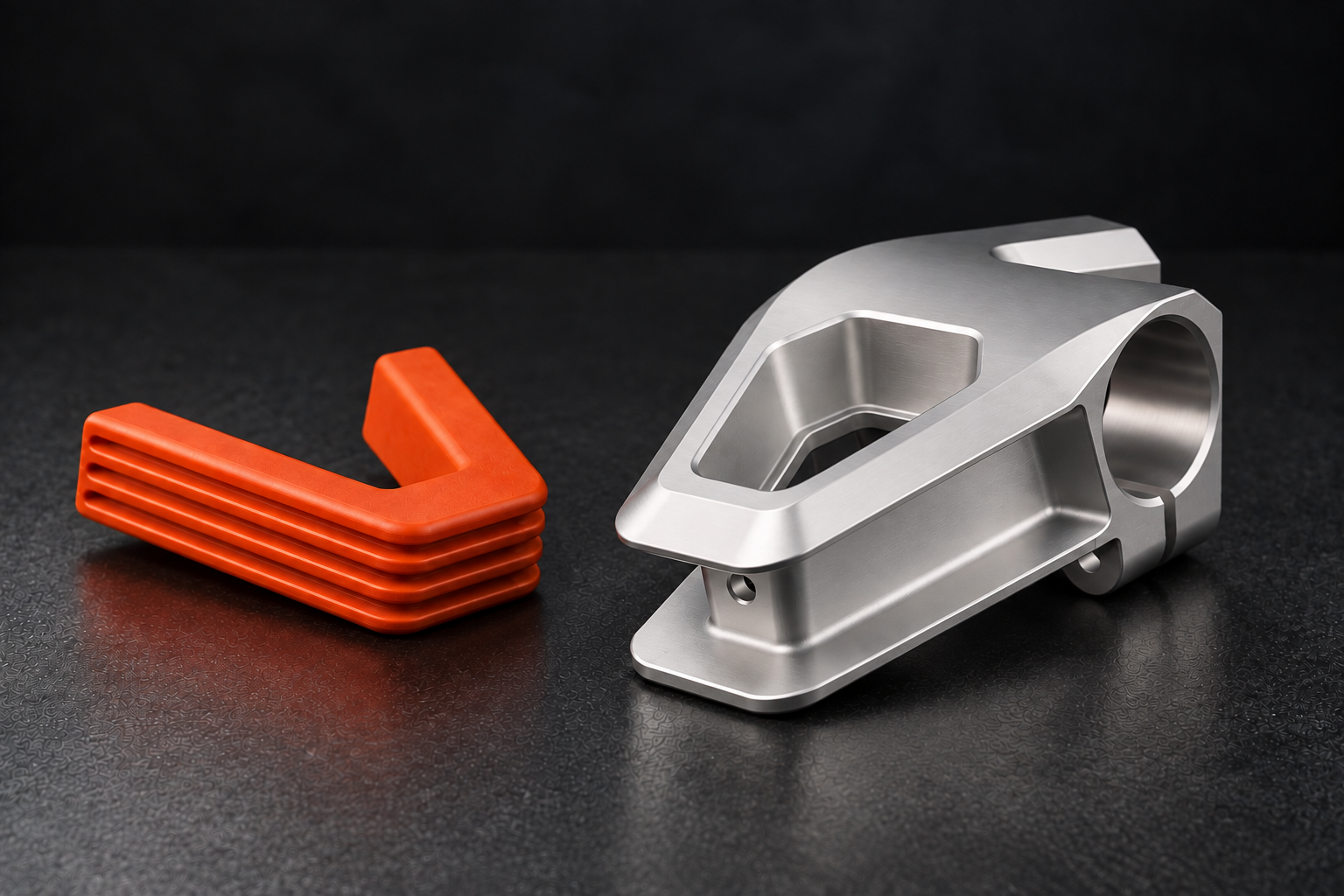 M09 + M13 / Aluminum foot body and separate orange rubber pad